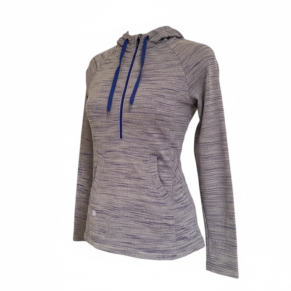 Athleta Heavenly Hail Amalfi Blue Heathered 1/4 Zip Thumbholes Hoodie XS